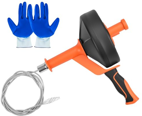 Sonda Sturatubi 13m, Molla Sturatubi Manuale ed Elettrica, Spirale per pulizia tubi ecologica, ideale per cucina e bagno, Cavo in acciaio al manganese, antiscivolo, guanti inclusi