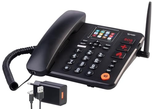 simvalley Communications Großtasten-Telefon: 4G-Tischtelefon, Notruf, SMS, Versandrückläufer (Dual SIM Telefon, Tisch mit Farb-Display)