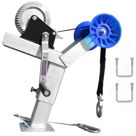 Boat Trailer Winch Post with 1200lb Winch, Adjustable Height Stand and Foldable Roller, Fits 3 W x 4 H Drawbar for Speedboats