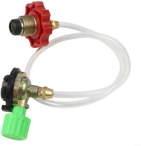 Entgoinggo Juego de adaptadores de recarga de gas con conector seguro y manguera para estufa de camping, barbacoa portátil y cocina al aire libre, compatible con botes CB y gas licuado (verde)