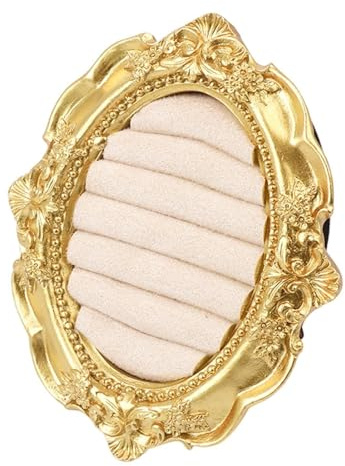 Generico Portaanelli - Organizer Vintage Con Cornice Ovale Dorata - Scrigno Portagioie e Portaanelli con Supporto | Per Fidanzamento Cerimonia Compleanno Casa Soggiorno Toeletta Mensola Donna Lei