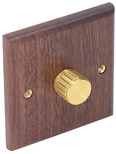 Stylebest Dimmer Switch with Brass Knob Elegant Wooden Design for Home Lighting Control 200-100-500W
