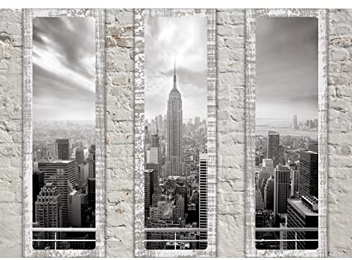 Runa Art Fototapete Fensterblick New York 352 x 250 cm Vlies Tapeten XXL Moderne Wandtapete Wohnzimmer Schlafzimmer Schwarz Weiss 9152011c