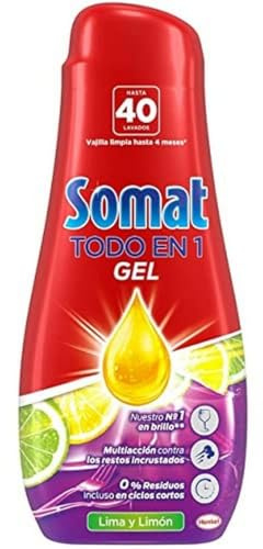 Somat Lavavajilla Líquido,Todo en 1, Lima y Limón, 720ml