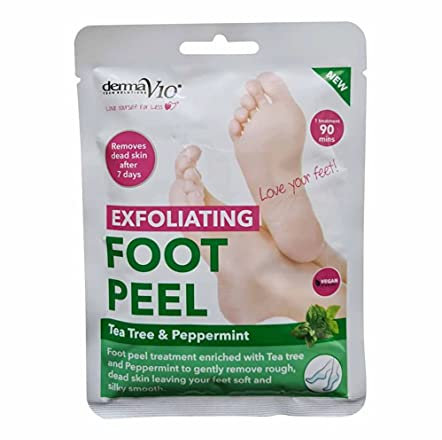 DermaV10 Exfoliating Foot Peel Tea Tree and Peppermint 1 Pair
