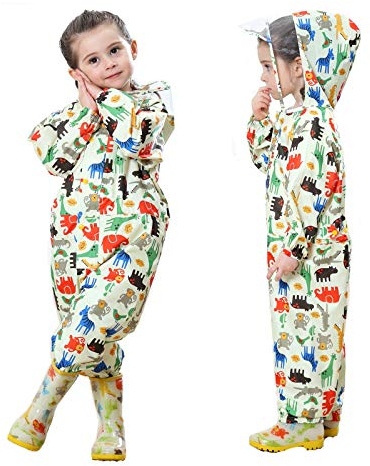 Baogaier Bébé Imperméables à Capuche, Imperméables Combinaison de Pluie Poncho Veste Dinosaure Animaux Respirant Manches Longues Vêtements pour Enfants Unisexe Fille Garçon 1-3 ans - Jaune