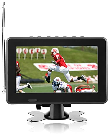 Car Digital TV, 7in Digital TV FM Radio,Rechargeable Battery Powered Portable TV Support AV, Memory & MMC Card,USB with Remote Control and Stand Small for Car Kids Travel