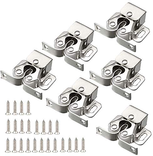 Doppelrollenverschluss,12 Stück Möbelschnäpper Doppel-Rollenschnäpper Türschnäpper für Küche Schranktüren Schränke (Silber)