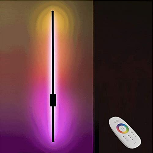 Smart Wandleuchte mit Fernbedienung RGB Streifen LED Dimmbar Wandlampen Innen Beleuchtung Wandbeleuchtung Farbwechsel Lichtsaeule Eckleuchten Wandspot Lampe Wohnzimmer Bar Bunte Lichter Gaming, 90cm