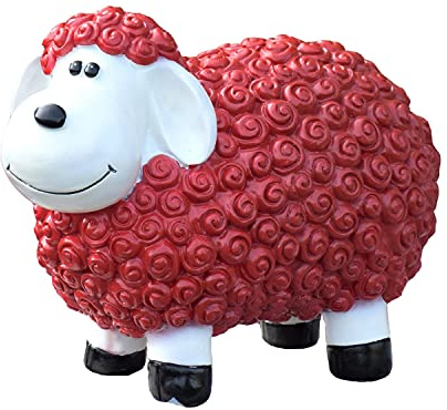 Geschenkestadl Gartenfigur Schaf wetterfest 23 cm hoch Tier Figur (Rot)