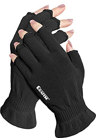 GSAFEME Cotton Gloves Eczema - Fingerless Touchscreen Moisturizing Gloves for Dry Hand Sleeping - Cotton Gloves for Men and Women, Black L/XL 1 Pair