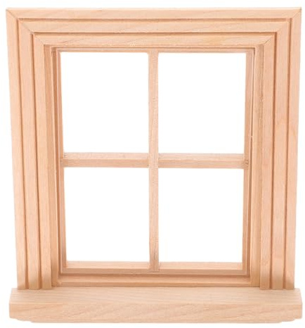 STOBOK Mini Möbel Fenster Aus Holz 1:12 Maßstab Puppenhaus Zubehör Miniaturfenster Für DIY Puppenhaus Dekoration Und Feengarten Landschaft
