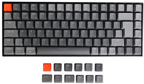 Keychron K2 Wireless Bluetooth/USB Wired Gaming Mechanical Keyboard, Compact 84 Keys ISO-UK-Layout White LED Backlight N-Key Rollover, Plastic Frame for Mac Windows, Gateron Red Switch, Version 2
