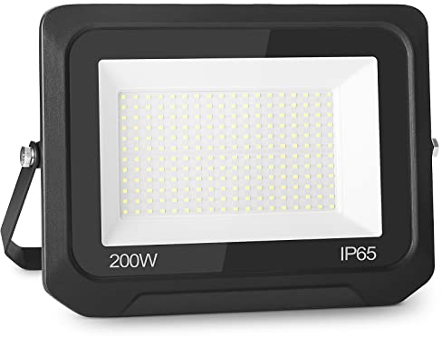 Royana 200 W 20000 LM Proyector LED exterior 6000 K Blanco Frío Foco LED Exterior IP65 Impermeable Proyector LED para Terraza Jardín Parque Garaje Patio Entrada