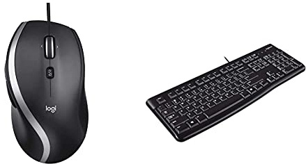 Logitech M500 Wired USB Mouse, High Precision 1000 DPI Laser Tracking, 7 Buttons, PC/Mac/Laptop - Black & K120 Wired Business Keyboard Black