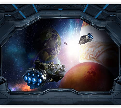 murando - Vlies Fototapete Fensterblick 350x256cm Foto Tapete Wohnzimmer Vliestapete XXL Motivtapeten Bildtapete 3d Effekt Wand Dekoration - Kosmos Sterne Astronomie Weltraumrakete e-A-10049-a-a
