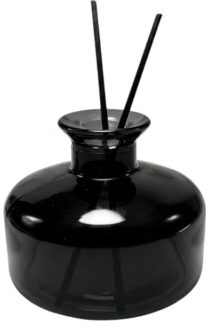 200ml Black Empty Refillable Glass Diffuser Bottle Round Aromatherapy Storage Jar Container Perfume Fragrance Accessories for DIY Replacement Sticks Crafts Decor