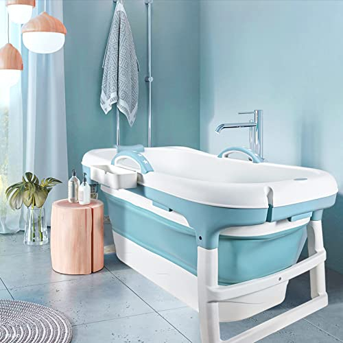 Schwänlein - Vasca da bagno pieghevole per adulti, ideale per piccoli bagni, pratica e portatile, 117 x 62 x 55 cm, blu