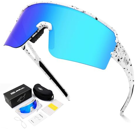 SPOSUNE Fahrradbrille Damen Sportbrille Herren UV400 Sport Sonnenbrille | Polarisierte Schnelle Brille, Fahrradbrille, TR90 Sportbrille für MTB BMX Rennrad Brille Laufen