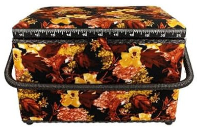 Nähkästchen, 21 x 28,5 x 19,5 cm, Vintage-Blumenmotiv