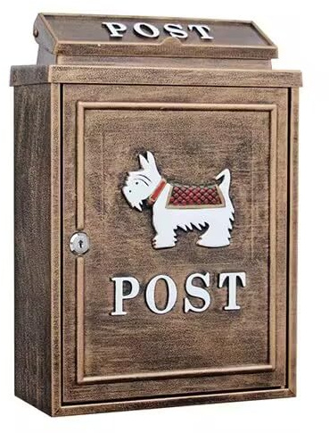 UNISTRENGH Caselle di Posta Murale,Cassetta Postale Normalizzata Vintage in Ghisa Impermeabile per Ufficio Domestico Interatore Esterno Portale D'Ingresso Decorazione (Marrone)