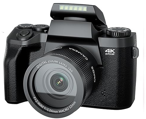 DELURA 64MP Digital Photo Camera SLR DSLR For Photography Auto Focus 4K Vlog Camcorder 4 Screen Webcam Video Camera HD camera (Color : 32G SD Card, Size : 2 Batteries)