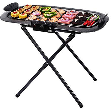 RajoNN Parrilla De Barbacoa Parrilla Eléctrica De 2000 W Fuente De Alimentación Dual Horno Sin Humo Barbacoa Eléctrica con Soporte Plegable, Balcón Vertical Grande Máquina De Barbacoa De Carbón Al