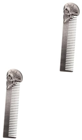 DOITOOL 2stücke Portable Skull Design Bartkamm Aus Zinklegierung Faltbarer Haarkamm Für Herren Zum Frisieren Und Entwirren Praktisches Reise-accessoire Für Bart Und Haarschnittpflege