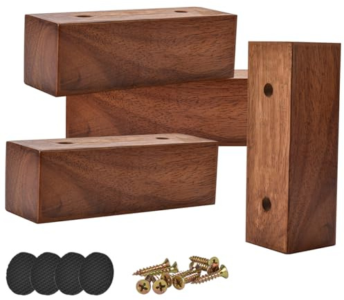 Btowin VCF 5cm Holz Flach Ecke Möbelfüße, 4er Set Minimalist Massivholz Gewinkelt DIY Ersatz Möbelbeine Stützbeine für Bett Sofa Couch Kabinett TV-Ständer