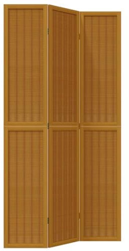 vidaXL Rumsavdelare 3 paneler brun massivt kejsarträ, skiljevägg, hopfällbar skiljevägg, skärmvägg, hopfällbar rumsavdelare, skiljeväggar, skärmväggar