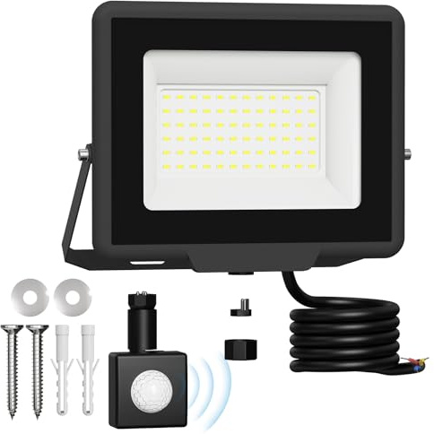 Royana 50W Security Lights Outdoor Motion Sensor :Detachable Sensor Head – 2-in-1 Security & Area Light with 50cm Cable, IP65 Waterproof, Adjustable Motion Detection, Bright LED for Outdoor & Garden