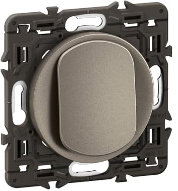 LEGRAND - Interrupteur Poussoir - 6A - Commande d'Eclairage Complète - Prêt à Installer à compléter avec une Plaque - Titanium