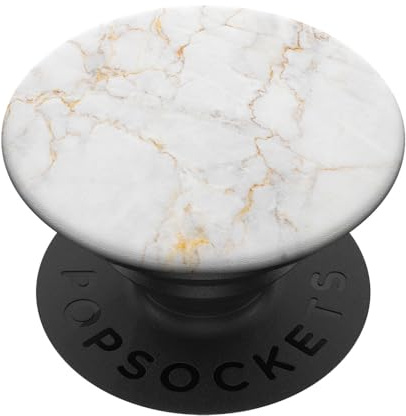 White Marble Themed Print Pattern Graphic Elegant PopSockets Adhesive PopGrip