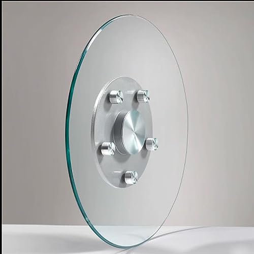 QSPNVFB Grande Piatto Girevole in Vetro Temperato, 60cm 90cm Lazy Susan Vassoio Girevole Rotondo per Tavolo da Pranzo Giradischi per Decorare E Servire(Silver,24inch(60cm))