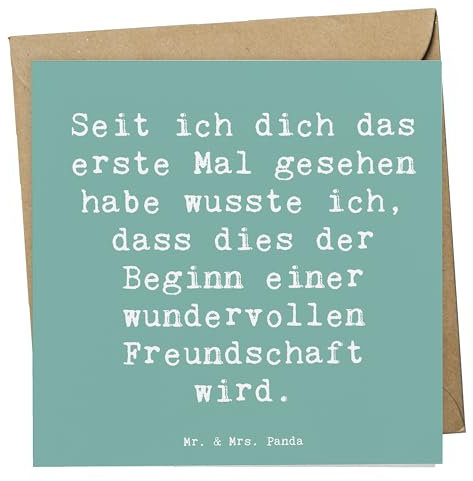 Mr. & Mrs. Panda Glückwunschkarte Spruch Neue Freunde finden - Geschenk, Freundschaft aufbauen, seit ich dich das erste Mal gesehen habe, bedeutungsvolle, anlasskarte, Grußkarte, Trost, Zuversicht