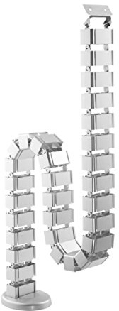 Electraline 59234 Lehmann Kabelführung eckig Länge: 1.2 meter Kabelschlauch weiss für höhenverstellbare Schreibtische, Kabelmantel zum Sortieren und Ordnen von Kabeln, beschwerter Metallsockel