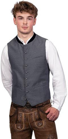 Edelnice Trachtenmode hochwertige Trachtenweste in verschiedenen Farben Gr. 46-62 (DE/NL/SE/PL, Numerisch, 48, Regular, Regular, Blau)
