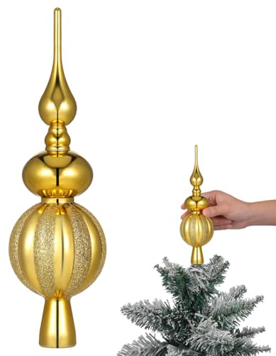 Veemoon Weihnachtsbaumspitze Aus Kunststoff Goldene Weihnachtsbaum-Dekoration Für Tannenbaum Leicht Und Stabil Für Wohnzimmer Hotel Und Festlichkeiten