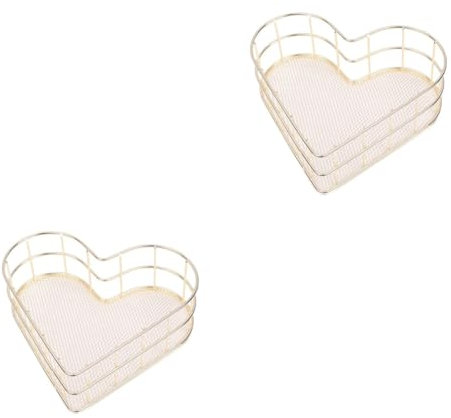 SOIMISS 2stücke Wrought Iron Heart Shaped Storage Tray Nordic Minimalist Metal Dish for Jewelry Home Decor and Organization for Weddings Anniversaries and