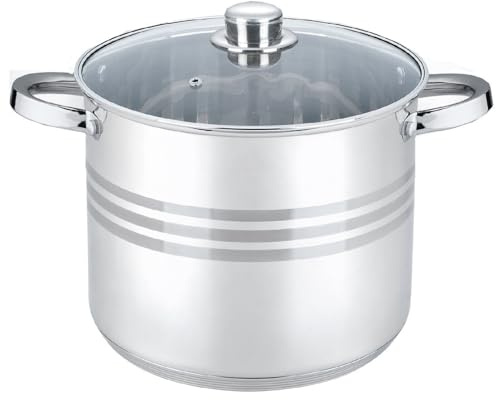 4BIG.fun Kochtopf 6 L Edelstahl 22 cm mit Deckel Suppentopf Gulaschkessel Universaltopf Gemüsetopf Großraumtopf Nudeltopf Spaghettitopf Pastatopf Groß für alle Herdarten Kartoffeltopf Induktion