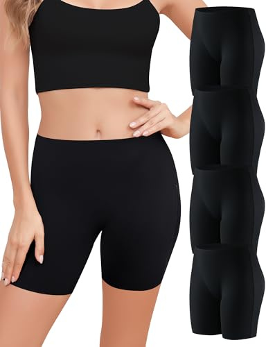 Aijolen Shorty Femme sous Jupe Douce Legging Court sans Couture Boxer Short Sécurité Anti Frottement Cuisse Panty Cycliste Caleçon Culottes Lot de 4