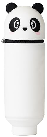 Yuepaikre Kawaii Federmäppchen, 2-in-1-Federmäppchen aus weichem Silikon mit Reißverschluss, Stiftehalter mit Tiermotiv, Markierstift, Geburtstags, Halloween, (Panda)