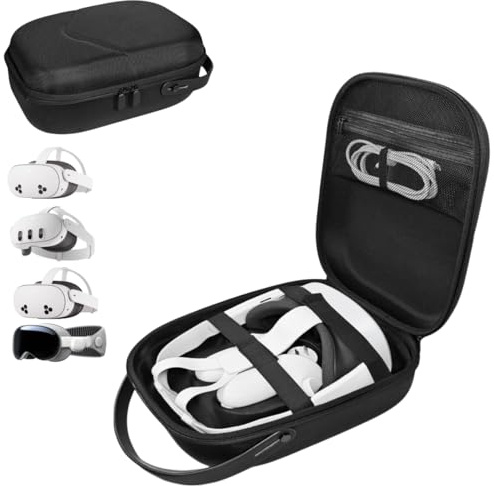Carry Case for Oculus Meta Quest 3S / Quest 3 / Quest 2 / Vision Pro Meta Quest 3 Travel Case for VR Headset Head Strap, Controller and Accessories Full Protection for Travel and Home Storage