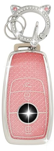 ZVRSUA Autoschlüssel Schutzhülle Passt für Mercedes Benz,Schlüsselcover TPU Autoschlüssel hülle Kompatibel mit Mercedes Benz A, B, C, E, G, S, SL, CLS-Klasse, SLC, CLA, GLB, GLC, GLE, GLS (Rosa)