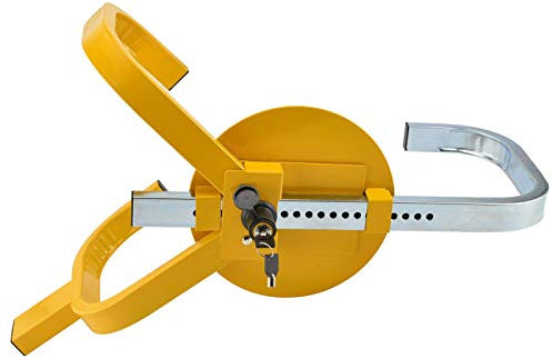 LN COZY CORNER Wheel Lock Wheel Clamp Trailer Lock Heavy Duty Wheel Lock Expandable 19‘ - 23’ Steel Security Anti-Theft Device with 2 Keys for Caravan Trailer Small Wheel Yellow