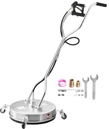 VEVOR Nettoyeur de surface pour nettoyeur haute pression 535 mm, accessoire nettoyeur sol en acier inox sur roues, 275 bar max. connecteur 0,95 cm 2 buses pulvérisation double poignée pour béton patio