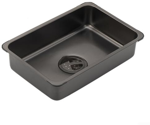 Honseadek Outdoor-Camping-Waschbecken 201 schwarz beschichtet Anti-Rost kratzfest mit Abflussdeckel für Outdoor-Küche Picknick