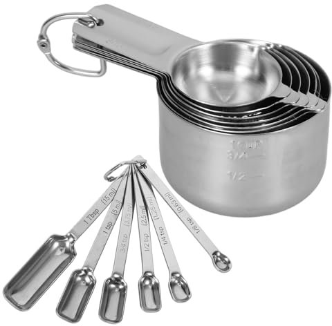 BESTYASH Tazas y Cucharas Medidoras Para Repostería Asas y Material De Acero Inoxidable Medir Ingredientes Cocina o Hornear