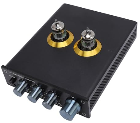 Tube Preamplifier for Turntable, Electric Tube HiFi Audiophile Preamplifier Built in Circuit Guard, Compact Bench Amp Phono Preamp for Home Audio (UK Plug)