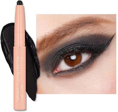 Oulac Sombra de Ojos en Barra Automático Negra Acabado Mate - Resistente al Agua y a Los Borrones, Dura 16 Horas+, Textura Cremosa y Sedosa, Vegano, WM05 Nocturna